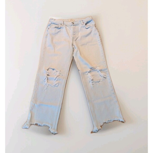 Free People We The Free Maggie Jeans Womens 28 Distressed Straight Button Fly - Picture 1 of 8